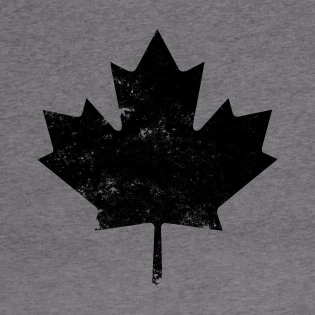 Black Distressed Canada Maple Leaf by DazzlingApparel